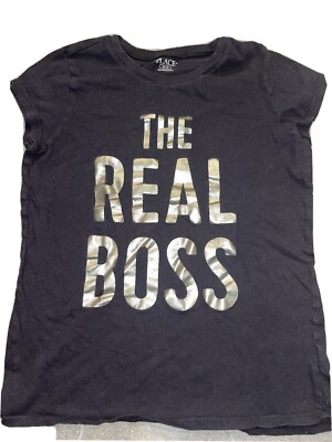 The Real Boss Black Gold T-shirt Girls Size 14 