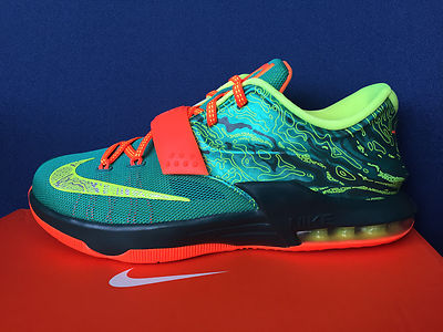 Nike KD VII 7 GS Weatherman sz 6Y Emerald Green Orange Kevin