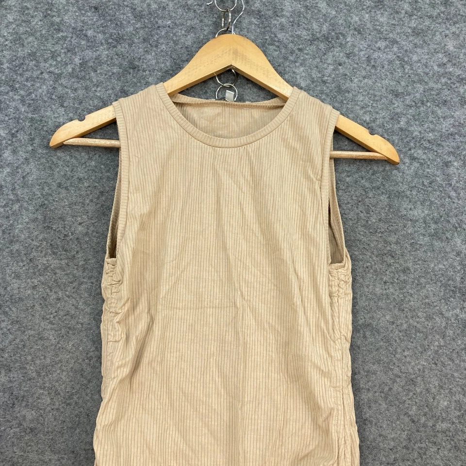 Vestido Love Tree para mujer talla M mediano beige ceñido al cuerpo fruncido sin mangas 16908 Foto 2 de 4