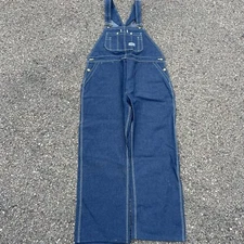 Vintage 80s Big Smith Overalls Denim Bib Dark Blue Straight Leg Men's 40x30 USA