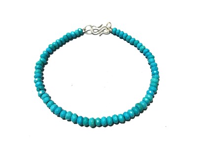 Turquoise  charm bracelet adjustable Rondelle Gemstone Beads 8''Inch