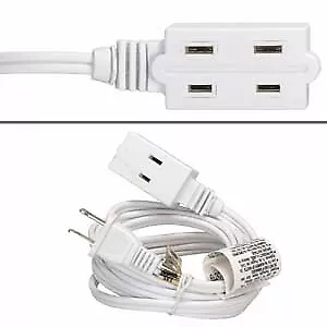 15Ft 3-Outlet Power Extension Cord White 16AWG/2 - Picture 1 of 1