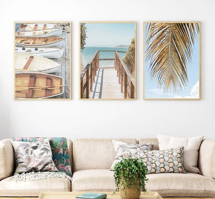 Conjunto de 3 estampas de arte de parede praia oceano surf pôster impressão costeira - Imagem 4 de 4