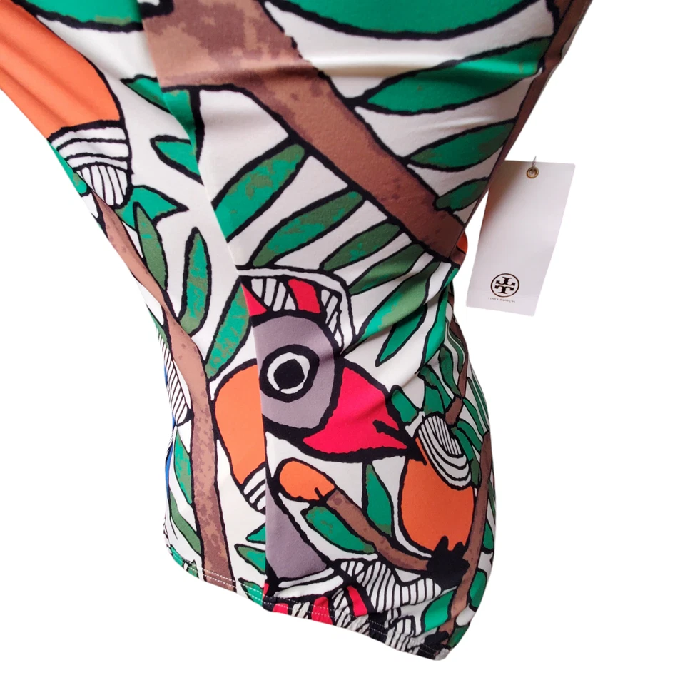 Maiô Tory Burch Feminino Raro Geométrico Estampa de Pássaro Tanque 1 peça P Novo com etiquetas $198 - Imagem 4 de 4