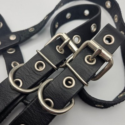 Kookie Leather Suspenders XL Black Biker quality gromets buckles belt loop style