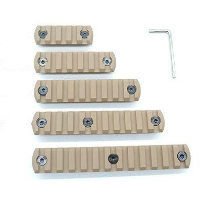 5Pack TAN/FDE keymod Picatinny Rail Sections kit fits Key mod handguard Rail ...