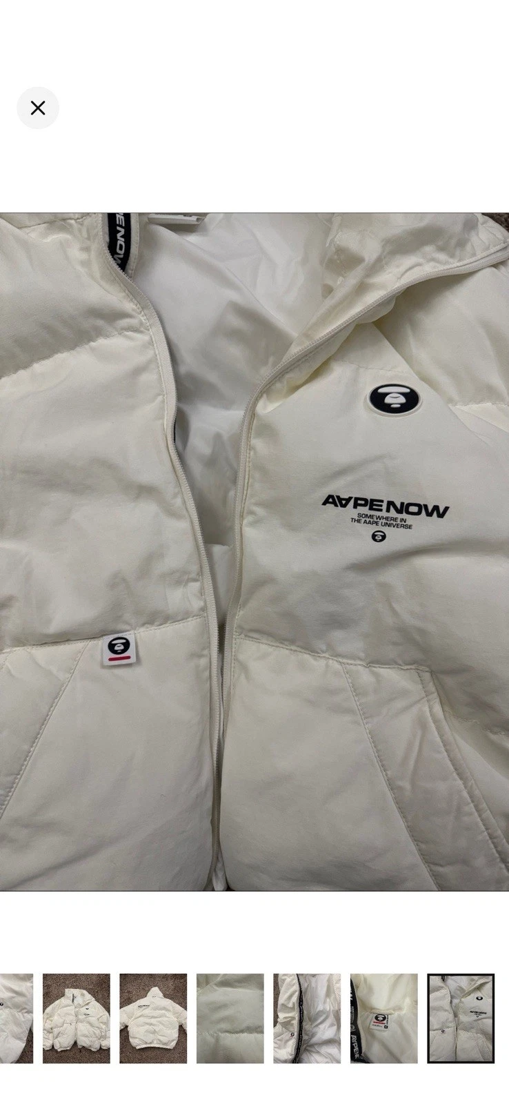 Aape by Bathing Ape Mens White puffer Jacket - product detail image 7