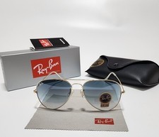 New Ray-Ban RB3025 Aviator Pilot Sunglasses Gold Frame Gradient Blue Lens 58mm