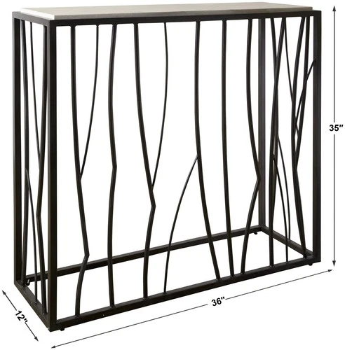 Uttermost 25104 Reed 36"W Metal and Stone Table - Dark Iron / Ivory - Picture 5 of 5