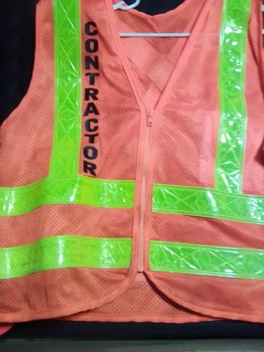 2) ORANGE CONTRACTOR SAFETY VEST  CONDITION - product listing photo