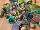 260.5g Green Mismatched Earrings Lot Singles Repair Craft Jewelry Mixed Media — photo 2