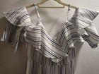 Navy Blue and White Jumpsuit.  Strip. Size Small.   It has a 26'' Waist. no Belt — photo 3