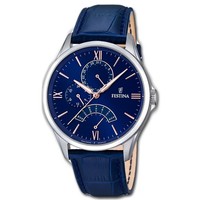 Festina Herren Uhr F16823/3 Multifunktion Leder Armbanduhr Blau UF16823/3