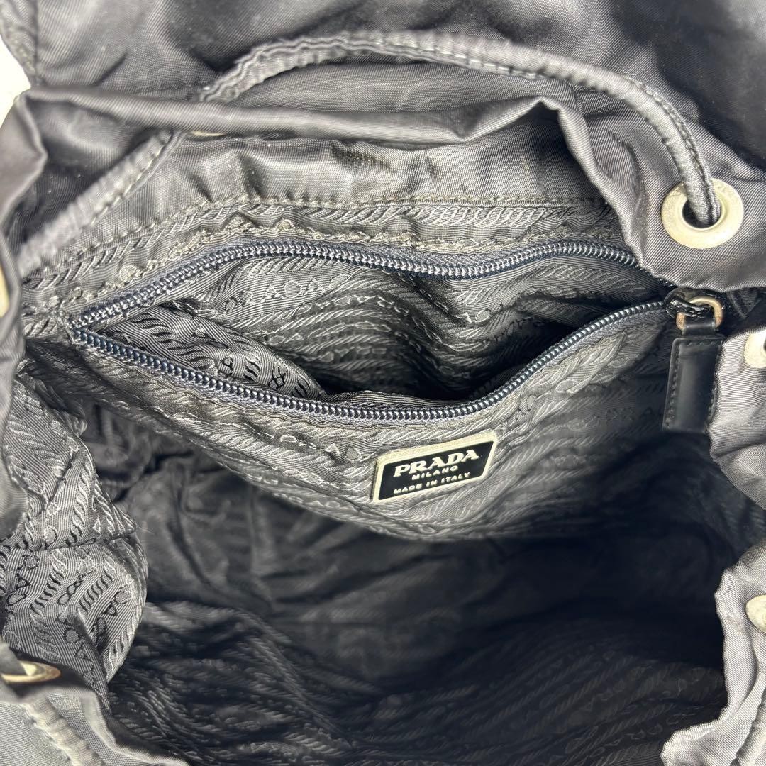 PRADA Backpack Triangle Logo Drawstring Nylon Bla… - image 13
