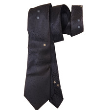 Vintage Wembley Necktie Geometric Textured Pattern Dark Blue Tie