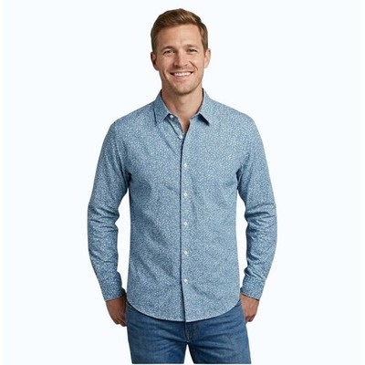 Artefact Floral Button Up Shirt Blue Long Sleeve Men Size Large Tall NWOT