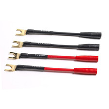 4 Pack U Type Spade to Female Banana Jack Audio/Video Adapter 4mm 3 Inch