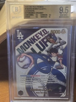 2025 ONE PIECE PROMOS DODGERS X ONE PIECE #EB02-010 MONKEY D. LUFFY BGS 9.5