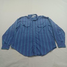 Vintage Levi's Silver Label Shirt Mens Extra Large Blue Tab Striped Long Sleeve