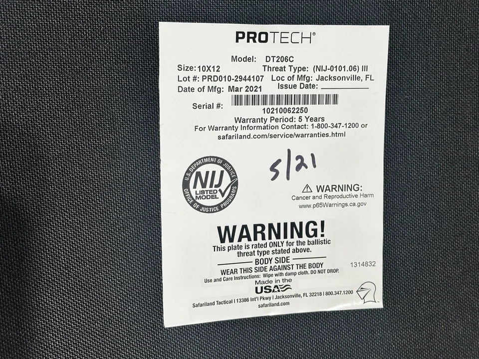 Protech Tactical (SET) DT206C STAND-ALONE IIIA Threat Level III 10X12 - Imagem 4 de 4