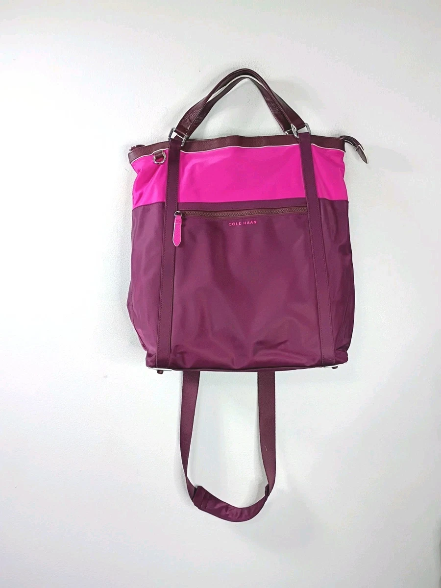 Cole Haan Grand Series Pebbled Leather Convertible Backpack Tote in Plum 4a35bf14-8e6b-4b7f-b1d4-  main image 4