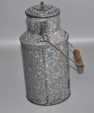 alte Milchkanne antik Emaille Milchkrug Kanne Deckel Henkel H 25 cm  = G