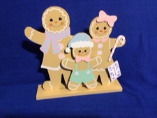 Christmas Gingerbread Family Table Or Shelf Decor Wood New Pastel Colors
