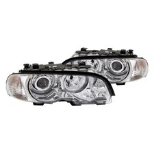 For Bmw M3 01-04 Headlights Driver Passenger Side Chrome Led Halo Projector
