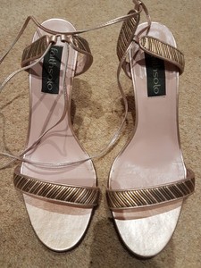 gold ankle tie sandals