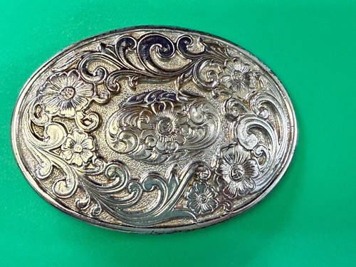Blumenwirbel verziert Floral silberfarben Western oval Cowboy Cowgirl Gürtelschnalle - Bild 10 von 15