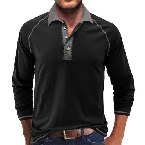 Mens Colorblock Polo Shirt Men Casual Short Sleeve Sport Golf T Shirts Tops UK - Picture 7 of 59