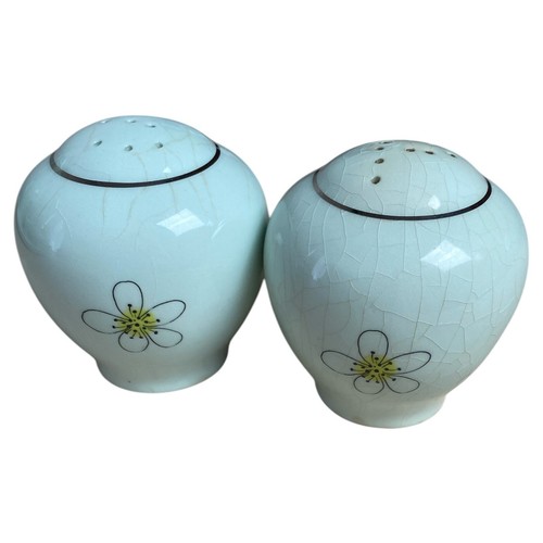Blue‑Green Retro Nobility Permaware “Mist” Salt & Pepper Shakers 🌿✨ Vintage MCM - Picture 2 of 5