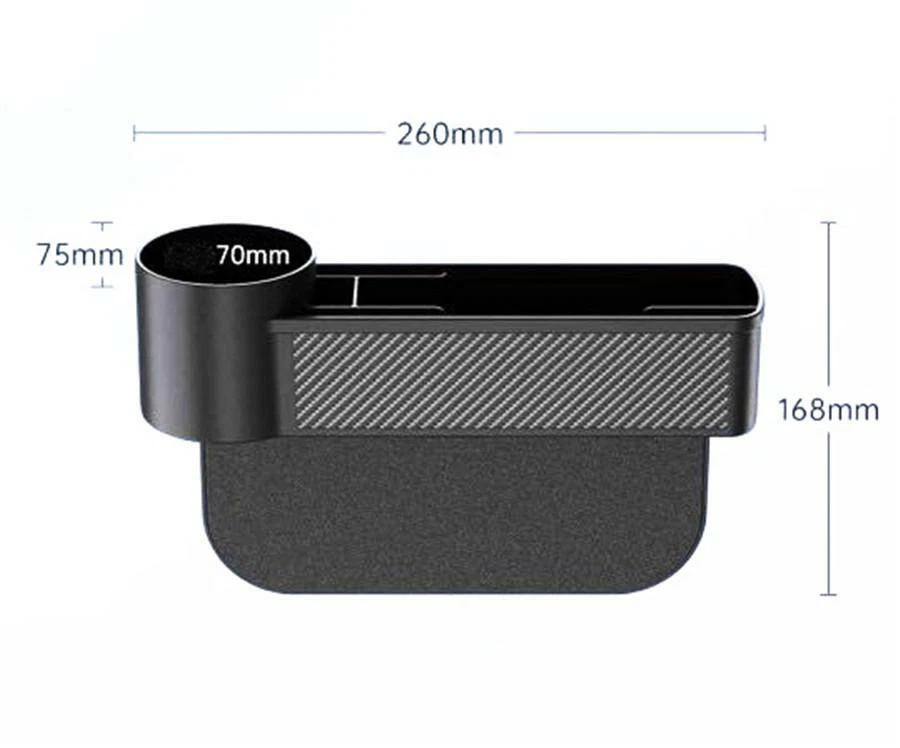 Car Seat Gap Catcher Phone Organizer Storage Box Pocket Cup Holder Carbon Fiber - Image 3 of 4