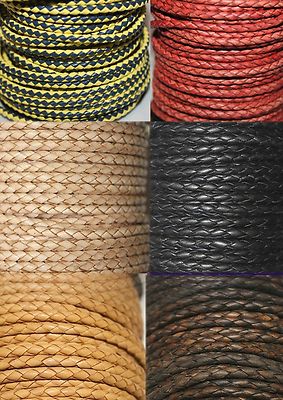 3 mm - Genuine Braided Round Bolo Leather Cords - 2 Yards to 25 Yards Pack 
