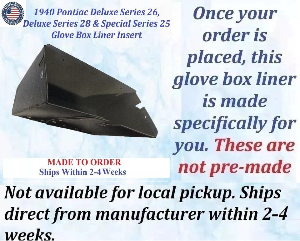 NUEVO 1940 PONTIAC DELUXE SERIES 26 Y 28, SERIE 25 GUANTERA FORRO #PON-GBX-070 Foto 2 de 3