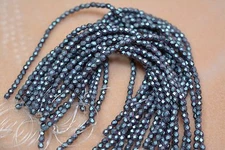 Czech Fire Polished 3mm round faceted glass beads - Polychrome Orchid Aqua