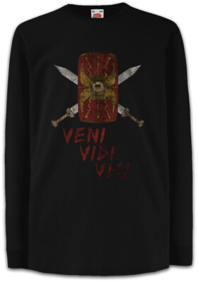 Veni Vidi Vici Shield Kinder Langarm T-Shirt Rom Ich Kam Sah Und Siegte Caesar