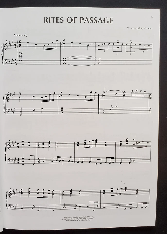 Yanni Ethnicity Piano Solo Sheet Music Song Book - Image 3 of 4