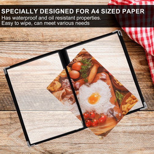 2Pcs Menu Covers Clear Restaurant Menu Holder 8 View Fits A4 Size Paper DEE - Picture 4 of 11