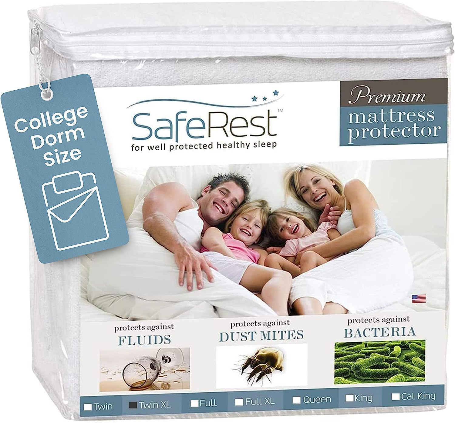 Mattress Protector - Twin XL - College Dorm Room Bed Size - Cotton Terry Waterpr-image