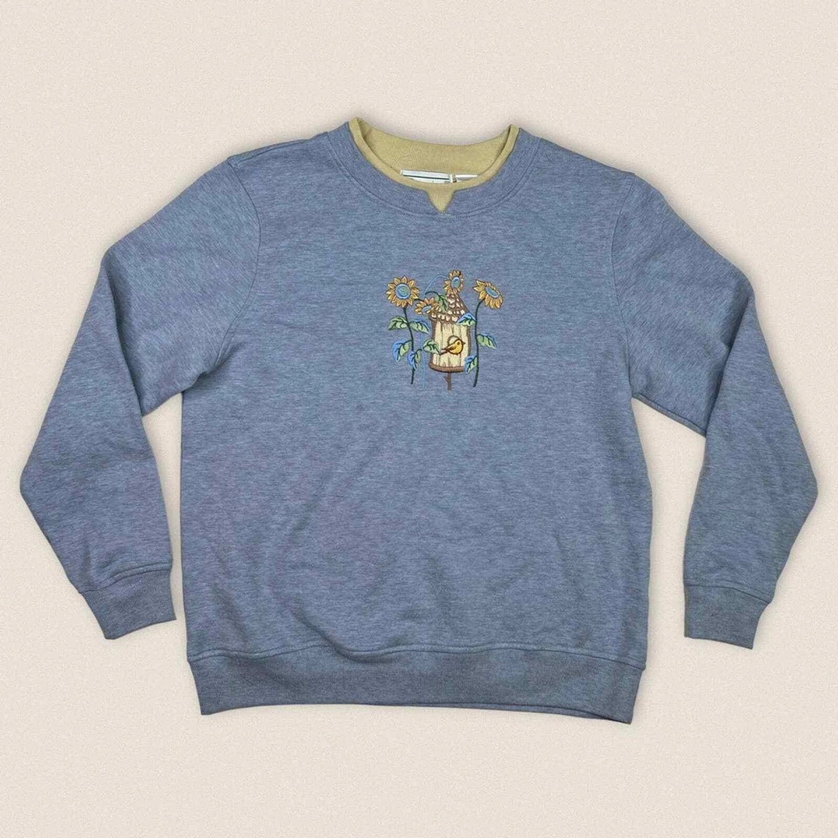 Vintage grandma Sweater sweatshirt sunflowers 90s y2k small