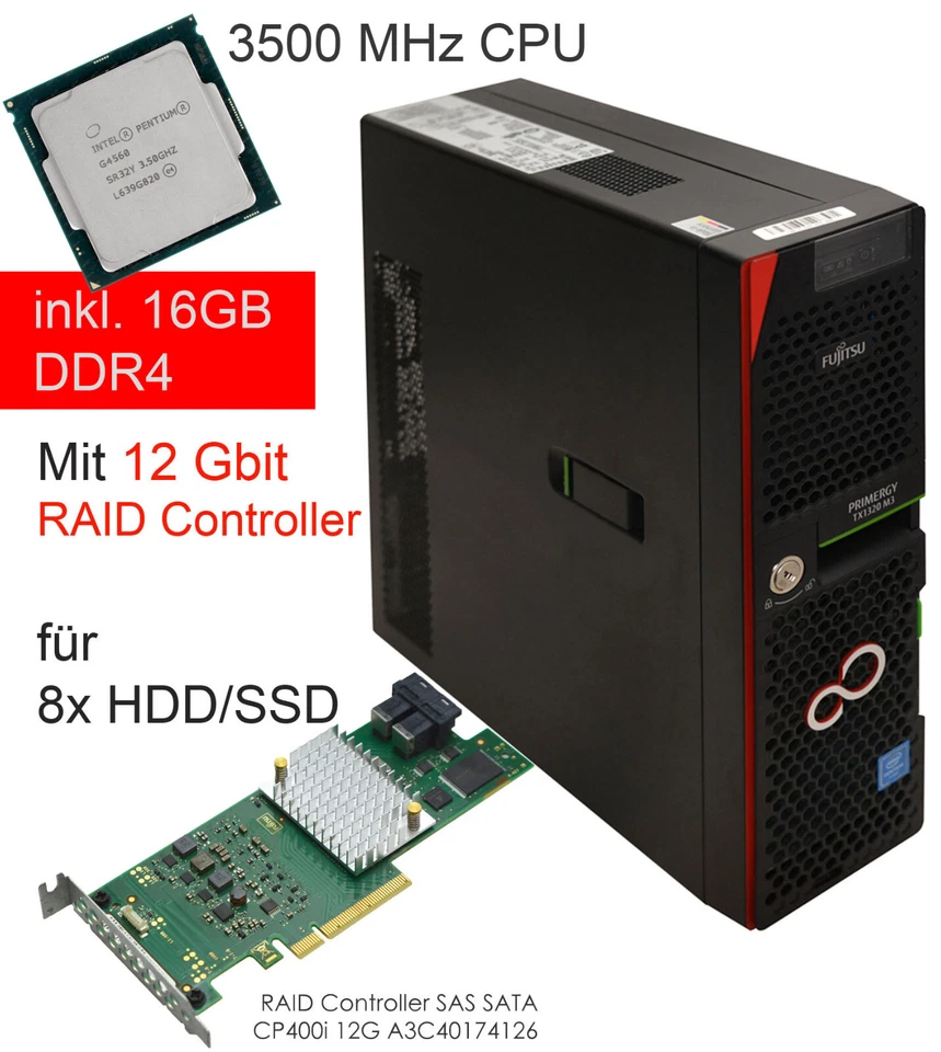 Server TX1320 M3 16GB DDR4 Max 64GB Intel G4560 Raid To 12MBit/S 1TB HDD TX4 - Image 2 of 2