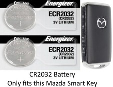 Remote Key Fob Battery fits MAZDA Smart Key  in Picture- Energizer CR2032 2 Pkg