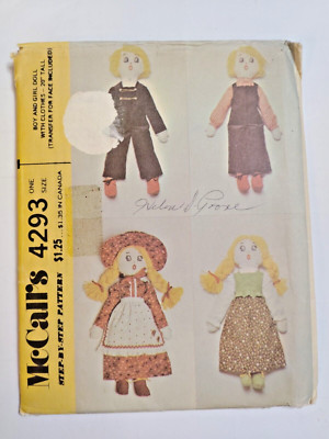 20'' Doll Boy Girl Clothes Rag Fabric McCalls 4293 Craft Sewing Pattern McCall's