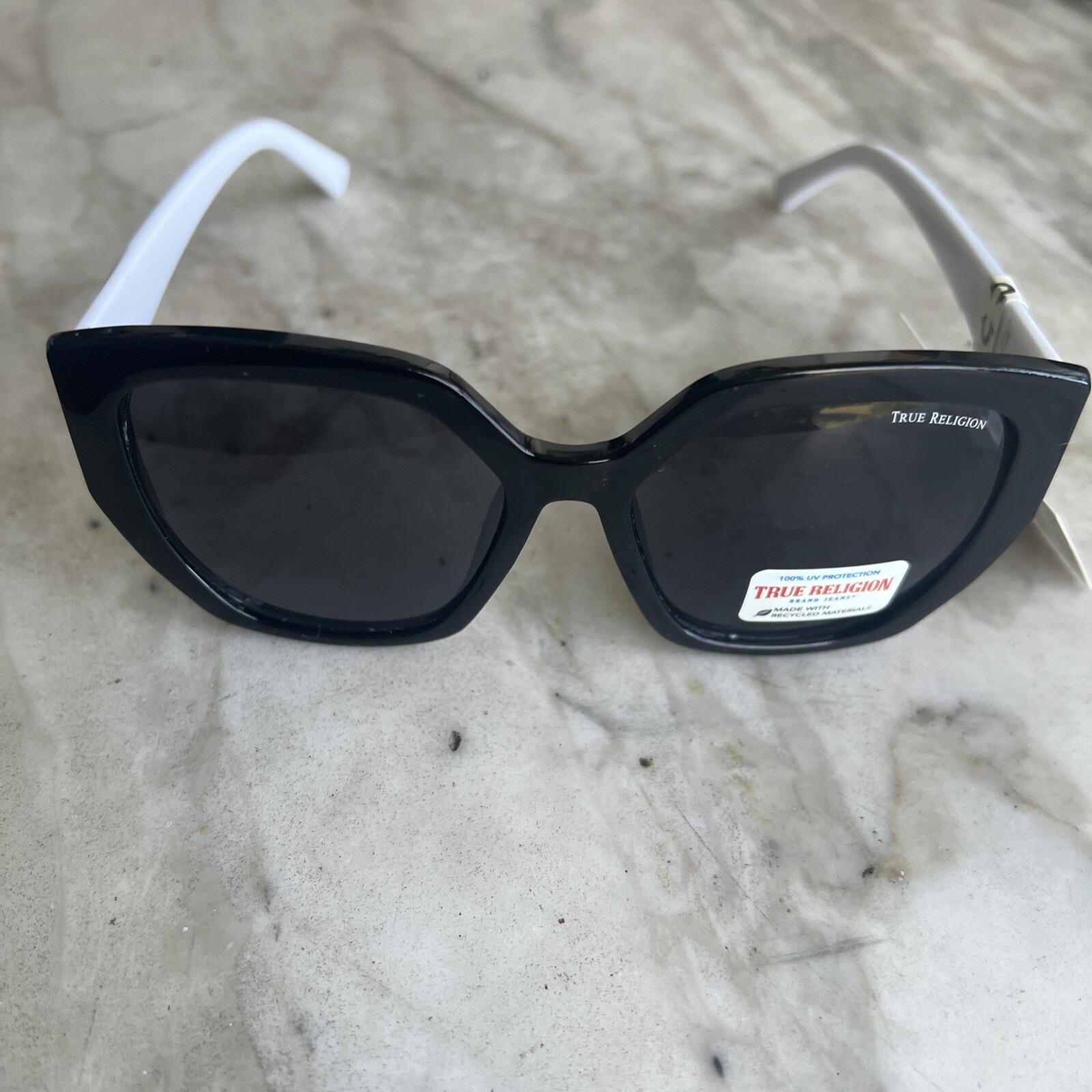 True Religion Sunglasses Women Oversized Black/White NWT image 6