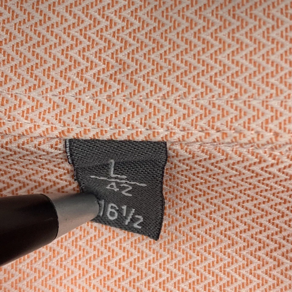 Camisa Haupt Evolution Dos Capas Para Hombre Botón Delantero Naranja Blanco L 42 16.5 Foto 4 de 4