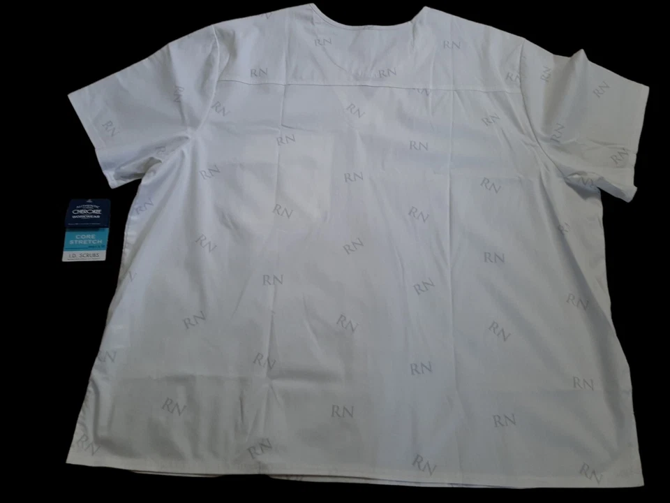 Exfoliante Cherokee 3XL Para Hombre Blanco Con Estampado Gris "RN"/Bolsillo Frontal/Cuello en V Nuevo con Etiquetas Foto 4 de 4