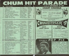 CHUM CHARTS: CHUM HIT PARADE WEEK OF  SEPT 18 1967 REF: VIET180967