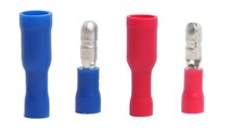 MVP 100 Pcs of 14-22 AWG Red and Blue Vinyl Male Female Bullet Terminals .180"