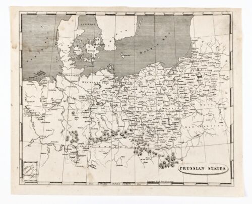 1812 carte des États prussiens Wroclaw Gdansk Mecklembourg Konningsburg Nuremberg - Photo 1 sur 5